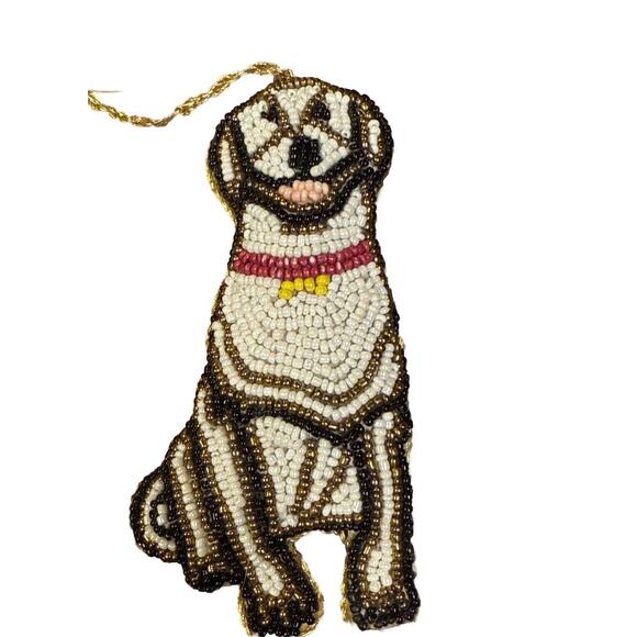 Golden Retriever yellow Lab Doodle Vtg Christmas Handmade Dog Ornament Gift new - Picture 1 of 6